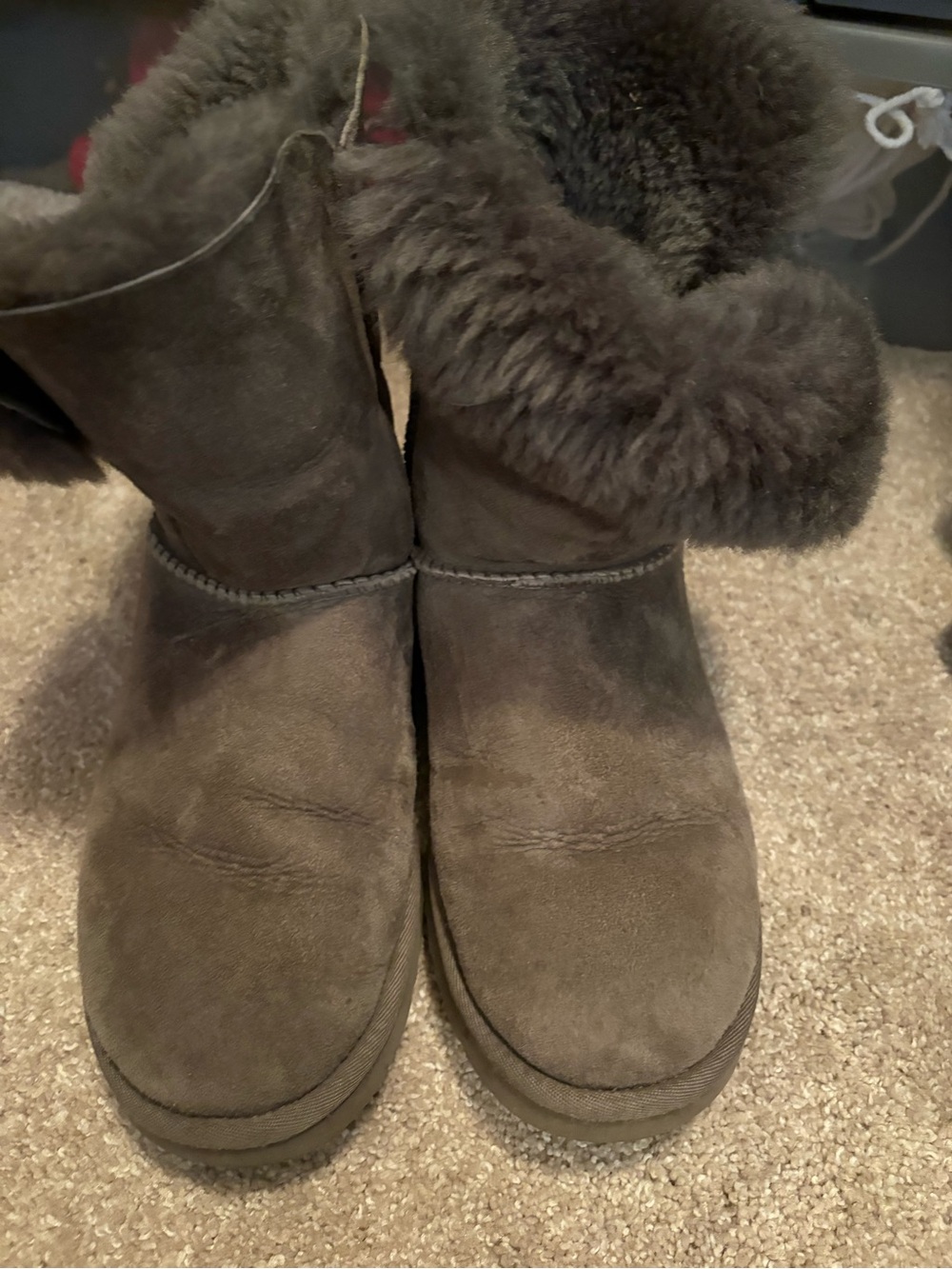 UGG Chocolate Brown Suede Shearling Cuff Short Boots